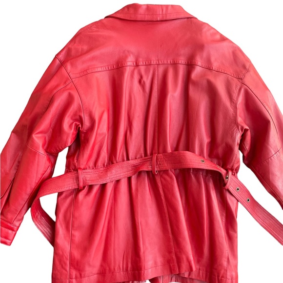 Margaret Godfrey 80’s RED leather utility jacket XL EXCELLENT CONDITION NWOT ❤️ - Picture 3 of 7